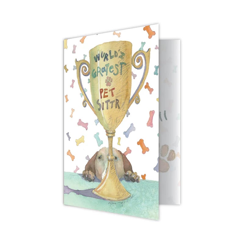 Dog Speak World's Greatest Pet Sitter Greeting Card â€“ â€œWurld'z Gratest Pet Sitterâ€ â€“ Thank You Card with Dog Paws and Envelope â€“ 4.75" x 6.75" â€“ Appreciation Card for Sitters - Image 1